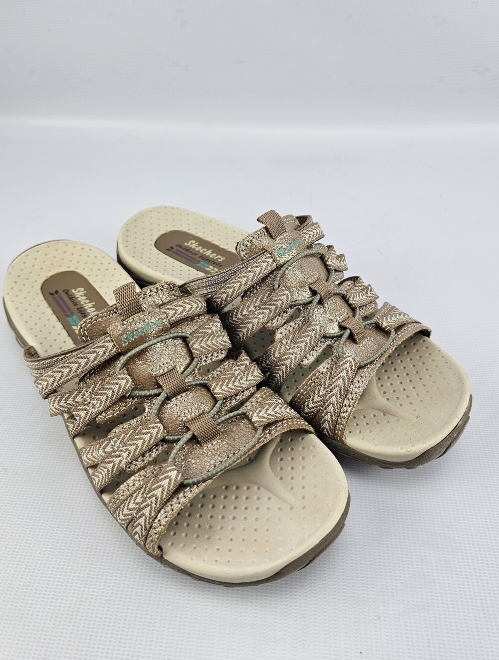 Skechers Reggae-Repetition Slide Sandals Taupe Brown Women's Size 8